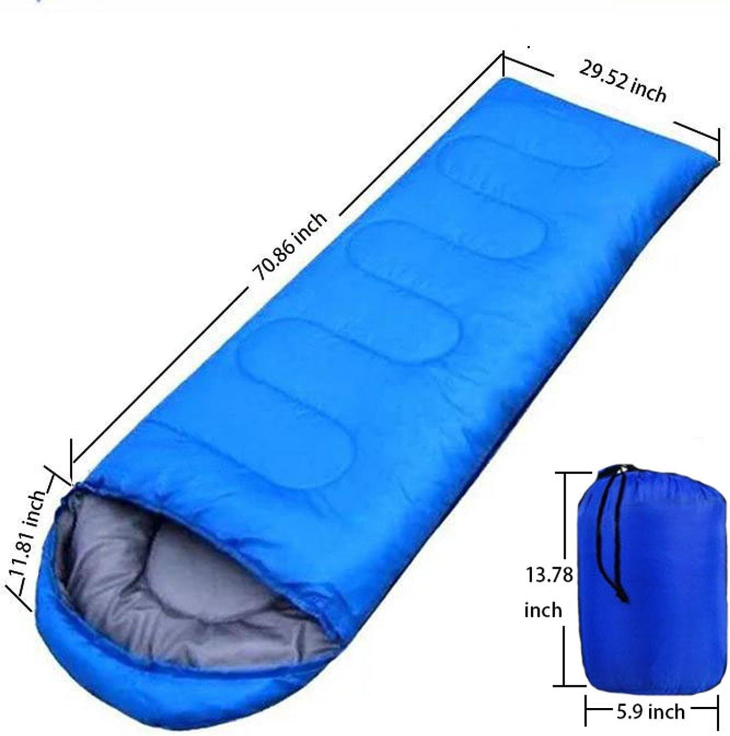 ETW Outdoor Warm & Windproof Sleeping Bag for Camping, Backpacking and Hiking –Color Blue