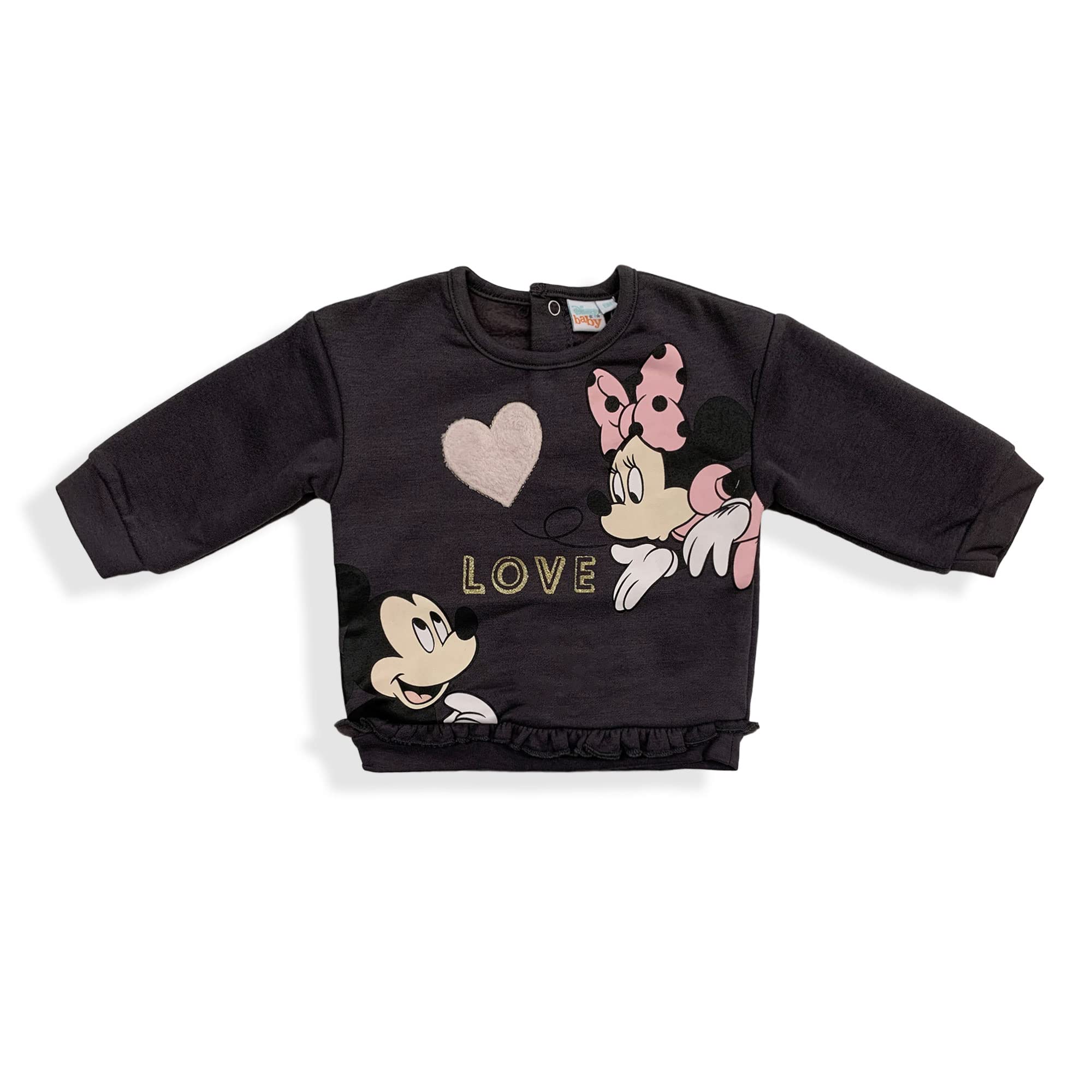 Felpa Neonato Disney Minnie e Mickey Maglia Bimba Maniche Lunghe 5954