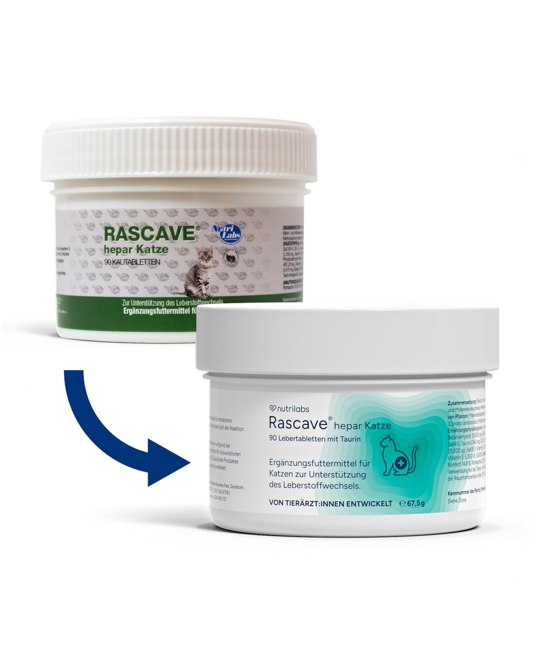 NutriLabs Rascave Hepar Katze Tabletten 90 STK. - Mariendistel & B-Vitamine - Leber-Tabletten - Nahrungsergänzung mit MSM