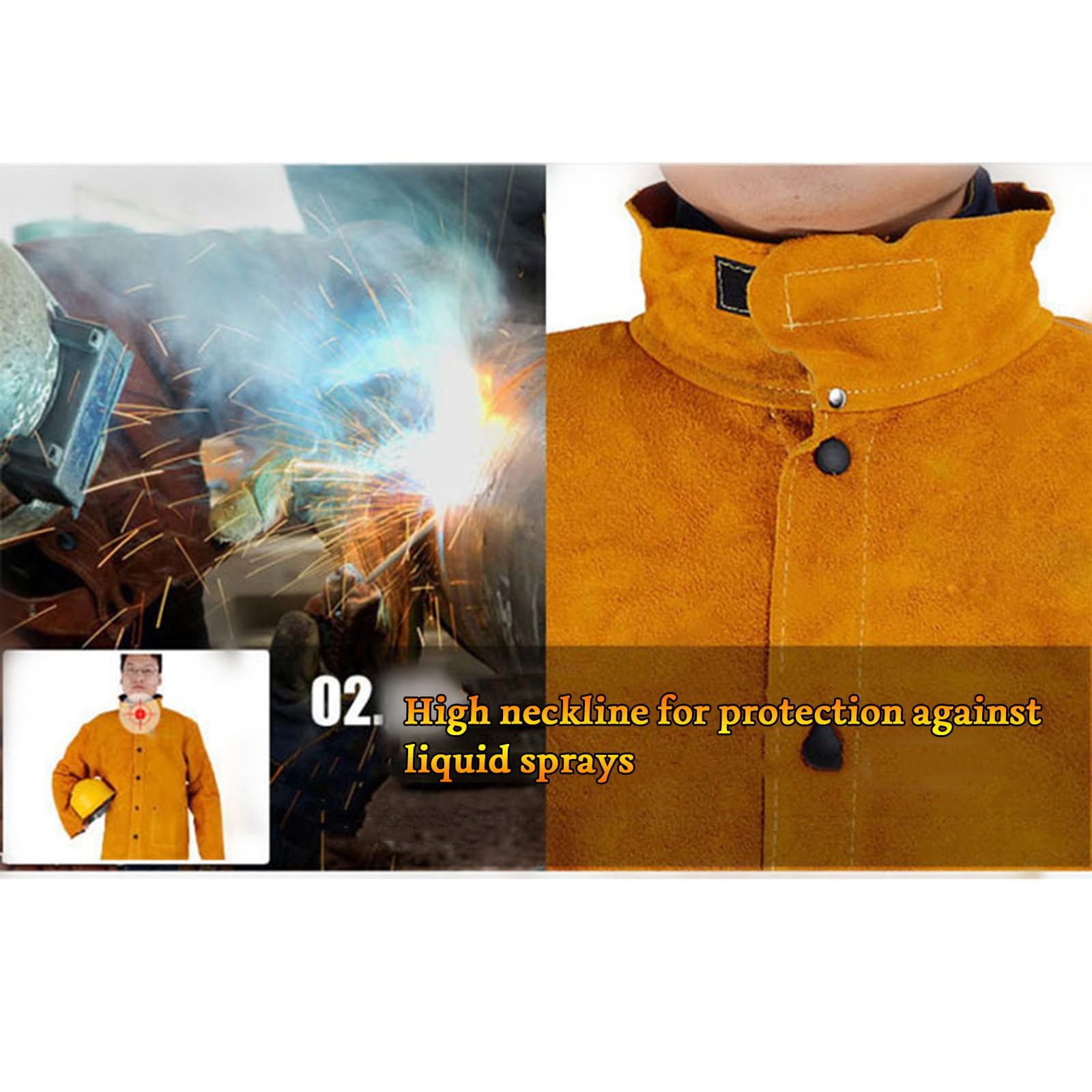 Traje De Serraje para Soldadura Tig Ropa De Protección De Cuero De Vaca Dividido De Alta Resistencia Ropa De Arco Eléctrico Monos De Soldadura De Taller(XL)