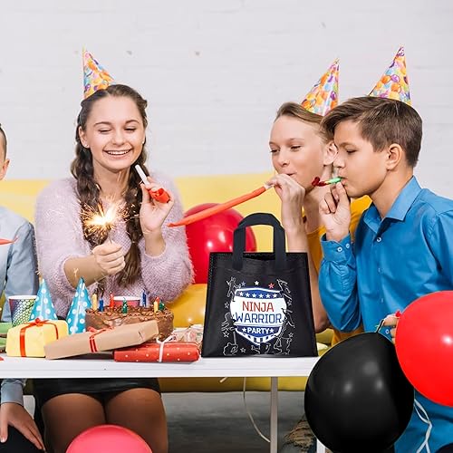 Miniatura 5 de SMAODSGN 12 bolsas de recuerdo de fiesta de Ninja Warrior, decoraciones de fiesta de cumpleaños ninja, bolsas de regalo, suministros de fiesta de