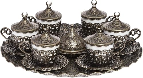 Miniatura 7 de Alisveristime Juego de 27 platillos de café turco griego árabe (Gelincik) (verde antiguo)