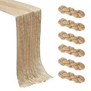 6Pack Beige Cheesecloth Table Runner Boho Gauze Cheese Cloth Table Runners Sheer Beige Table Runners for Wedding Party Baby Shower Birthday Home Decor - Amazon product rated Grade A