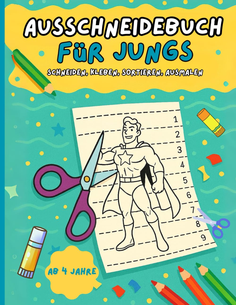 Ausschneidebuch für Jungs ab 4 Jahren: Schneiden, sortieren, kleben, ausmalen