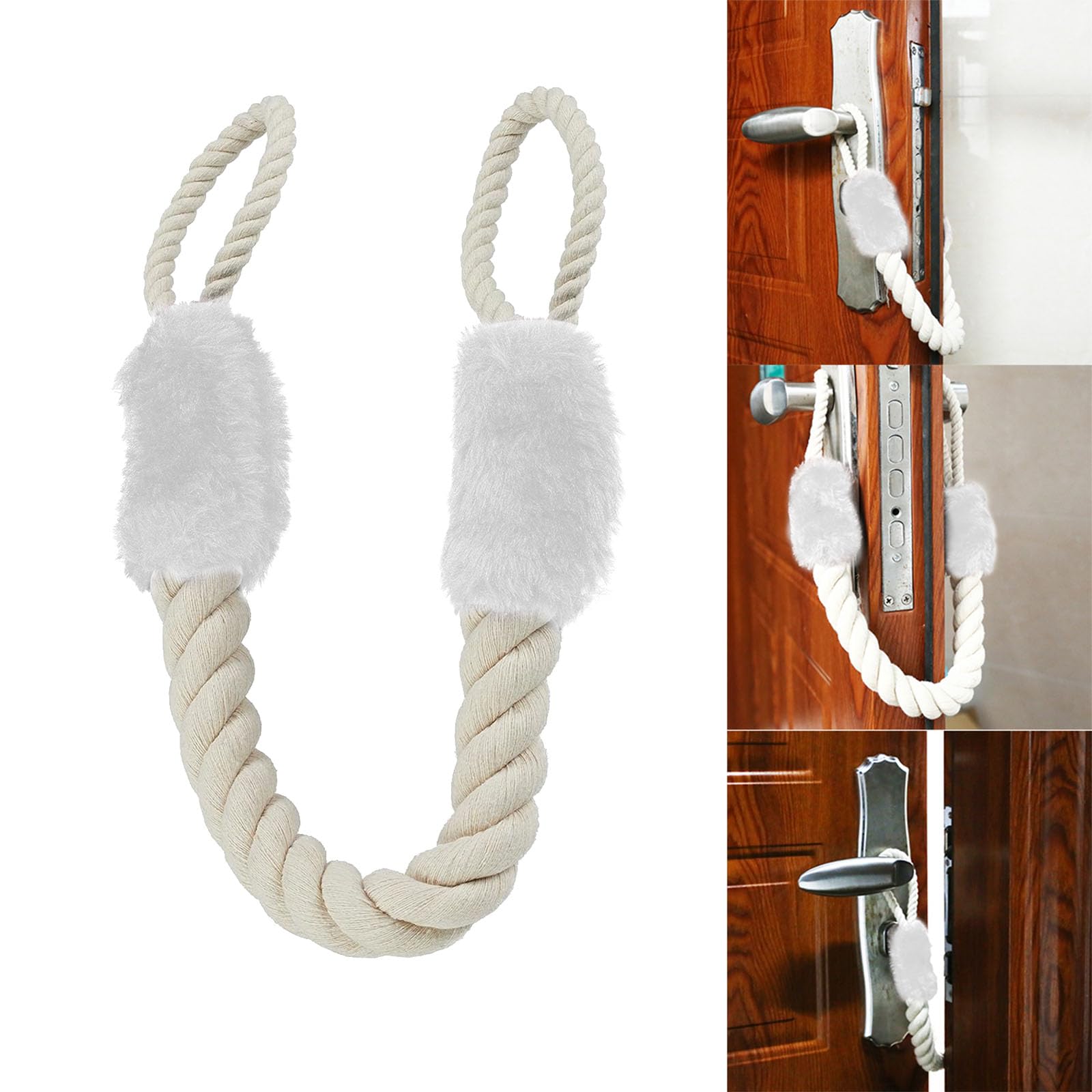 Sznurek do drzwi, ochrona przed zaciskiem, stoper do drzwi, bawełna, 2 sztuki | 60 cm bawełniany sznurek do drzwi dla zwierząt domowych i dzieci, ochrona palców, miękki i nadający się do prania