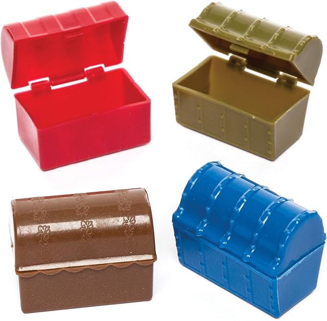 Baker Ross AW498 Mini Treasure Pack of 8, Assorted Colour Plastic Chests Perfect f