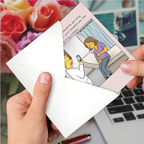 Miniatura 10 de NobleWorks Tarjeta de felicitación para bebé histérica con sobre de 5 x 7 pulgadas (1 tarjeta) ducha, Announcement Everything's Cordless C10085BBG