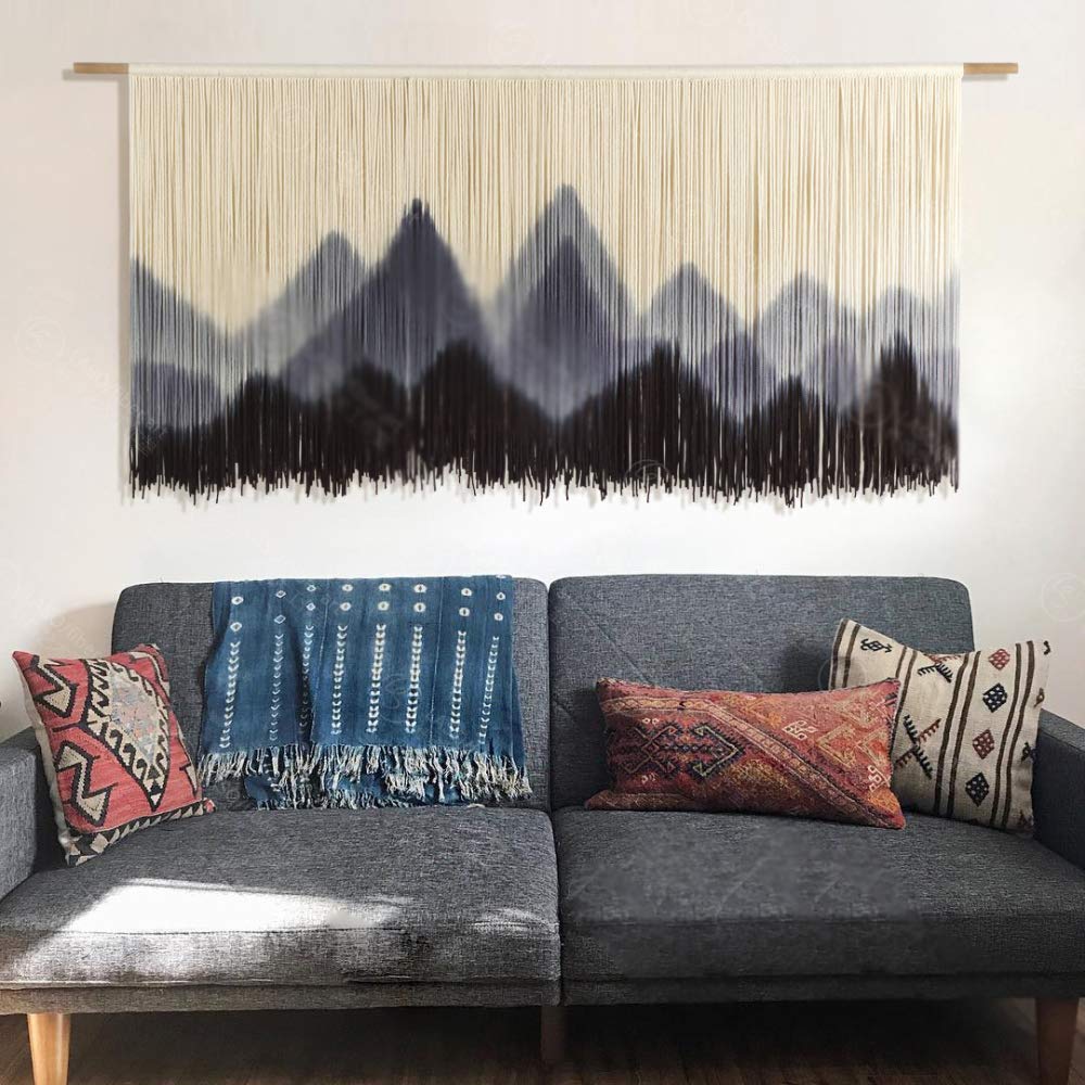 Tapiz Grande de macramé para Colgar en la Pared, Tejido a Mano, decoración Colgante, Ceremonia de la casa (Verde, 120x70cm)