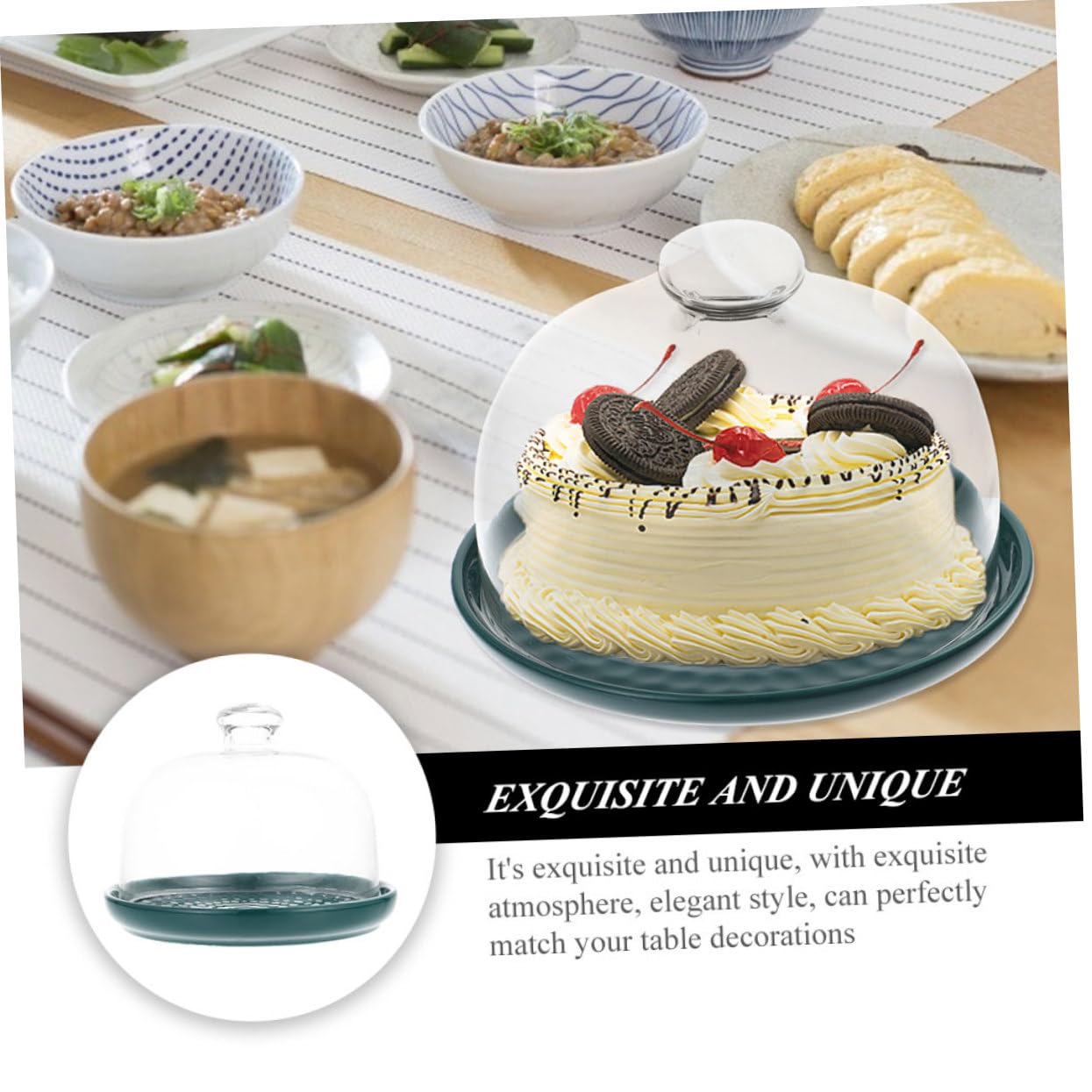 ABOOFAN Plato de Pastel Verde de Vidrio, 1 Juego, para Postres