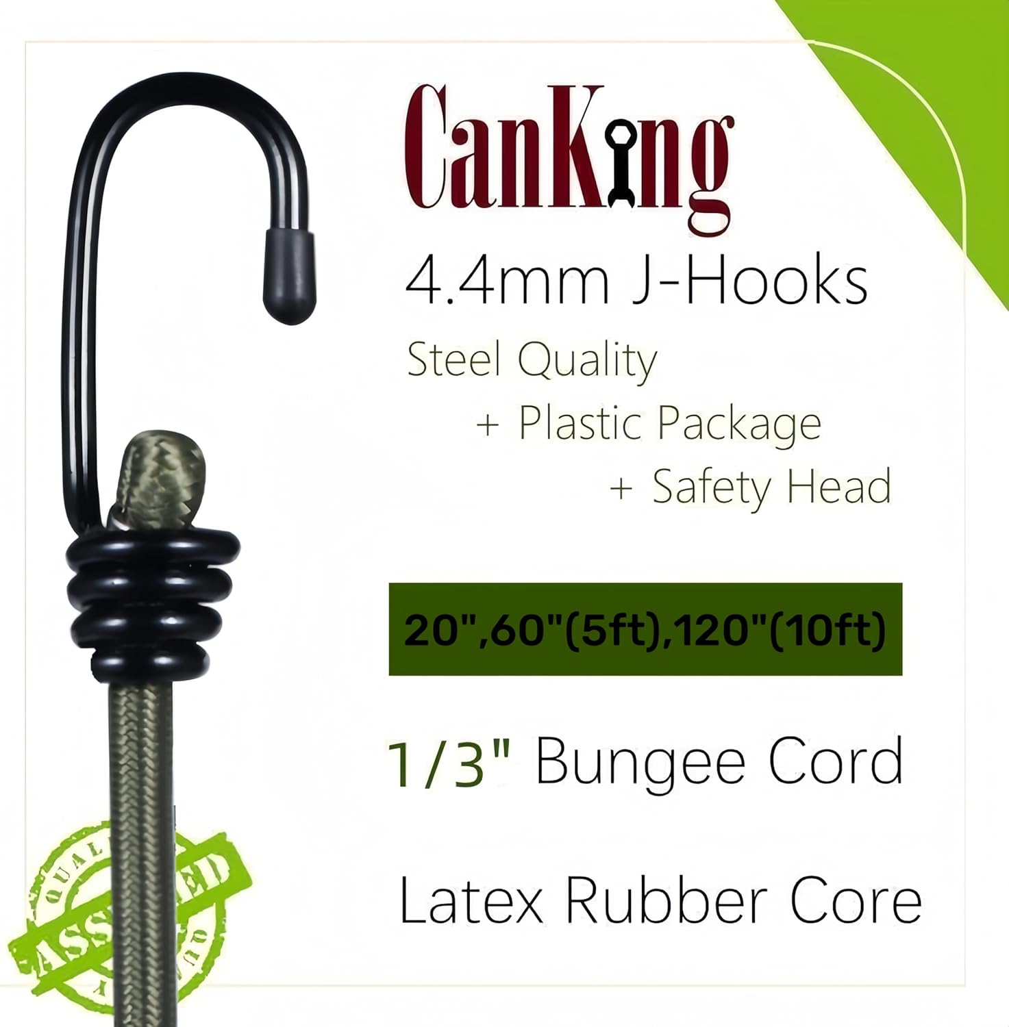 Bungee Cords with Hooks Bundle Camo Green Multiple Specifications 9Pcs,20 inch 4Pcs+60 inch 3Pcs+120 inch/10 ft 2 Pcs