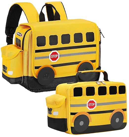 BLUBOON Preschool Backpack Kids Kindergarten Backpack With Lunch Box School Book Bags for Elementary Primary Schooler, Yellow Black, Medium