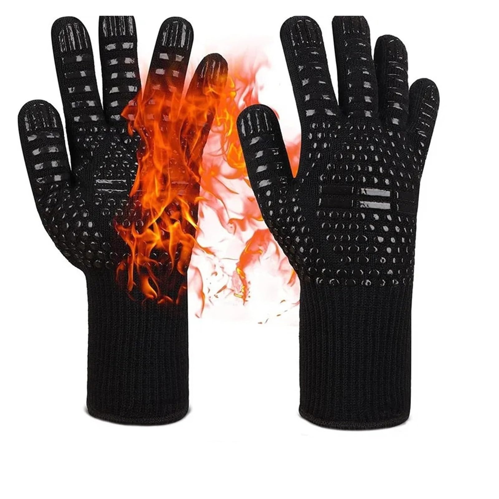 Guanti BBQ, guanti in silicone resistenti al calore 500-800 gradi | Cinque dita, antiscivolo, doppio lato per cucina, griglia, forno e campeggio(1pcs)