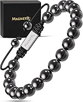 Vista 9 de MagnetRX® Pulsera de Hematita y Piedra Lunar - Pulseras Magnéticas de Hematita de Fuerza MÁXIMA - Pulseras de Cuentas Blancas con Cristales