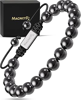 MagnetRX® Magnetic Hematite Bracelet – MAX Strength Magnetic Stones – Beaded Magnetic Bracelets for Men and Women (Classic 8mm Bead)