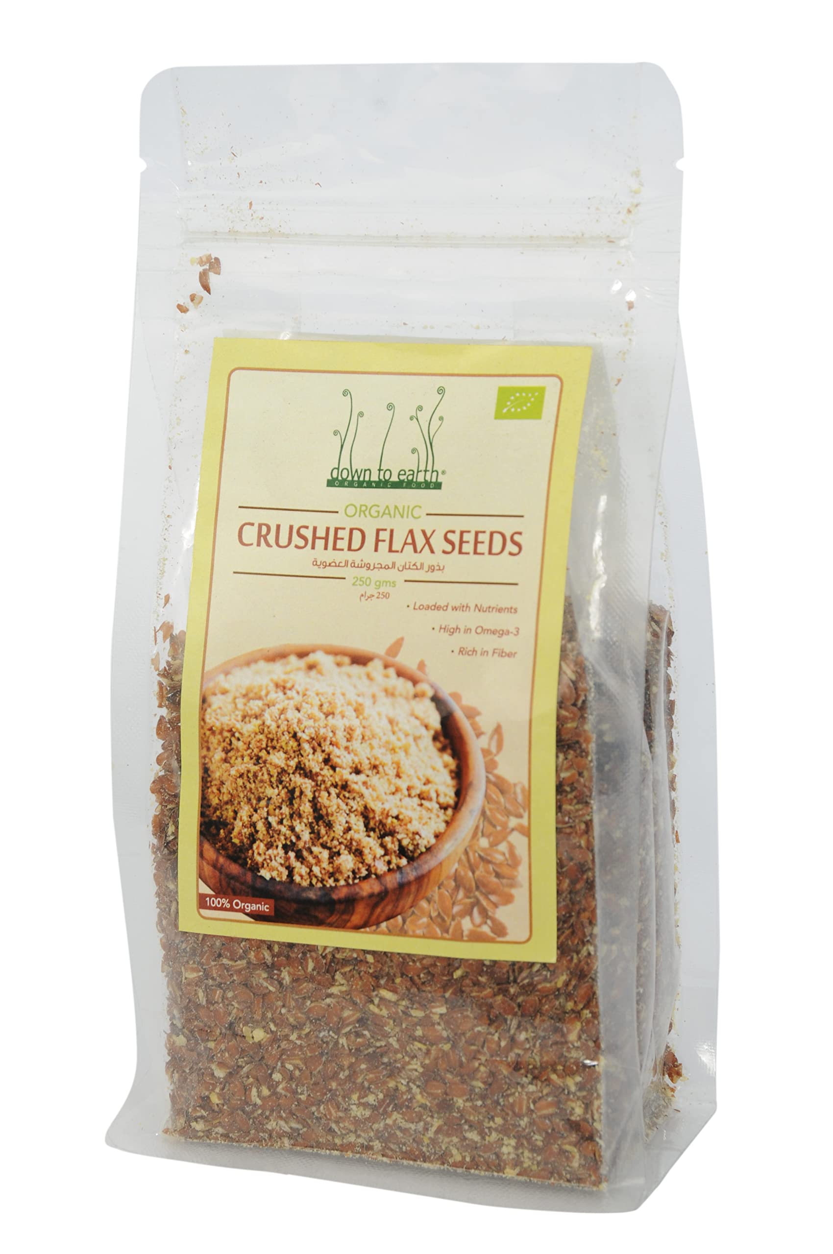 Down To Earth Organic Crushed Flax Seeds, Tastier Crushed Flaxseed; Nutrient Rich Organic Crushed Flax Seeds 250 g