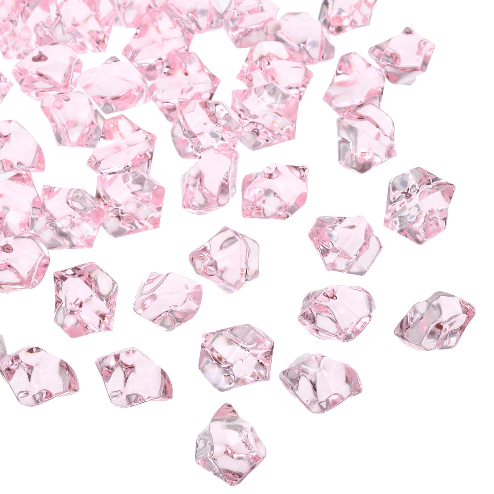 QUARKZMAN 800pcs Sassi di Ghiaccio Finti Acrilico Rosa Rosso, Pietre di Cristallo, Diamanti Finti Splendenti Ghiaccio Tritato per Riempitivi Vasi