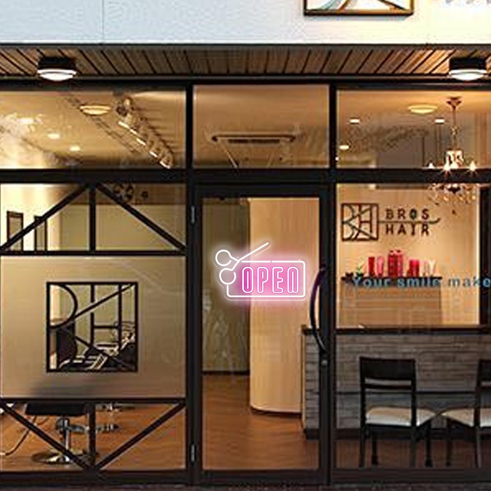 Neon Sign Open Light Sign Hair Salon Front Window Decoration Scissor Shape LED Neon Light Salon Barber Shop Wall Decoration Gift for Hair Stylist HairdresserUSB Powered and Dimmable(Pink + White) - Image 4