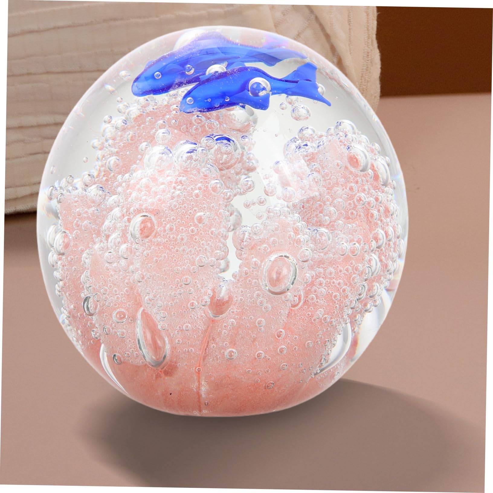 Sfera in Vetro Forma di Barriera Corallina Decorazione per Acquario Animali Marini Scultura di Pesci e Coralli Sfera in Vetro Corallo Ornamento per Acquario Soffiato Mano