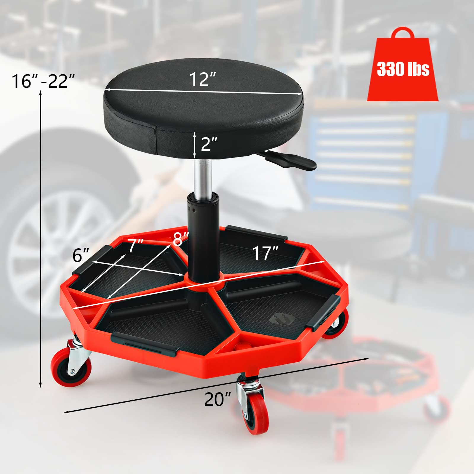 Best Wheeled Shop Stools AFSTAR Rolling Shop Stool Adjustable
