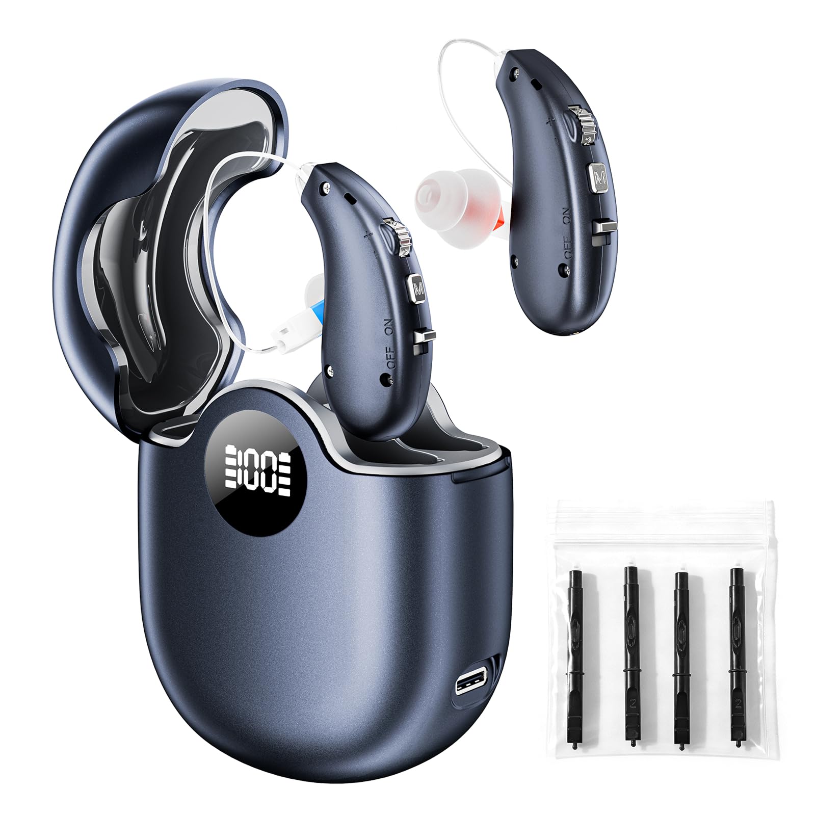 OTC Hearing Aids for Seniors, 16-Channel Digital Chip for Clear Speech, Intelligent Noise Reduction & Anti-Howling, 80Hrs Rechargeable, Invisible Comfortable Fit for People with Hearing Loss