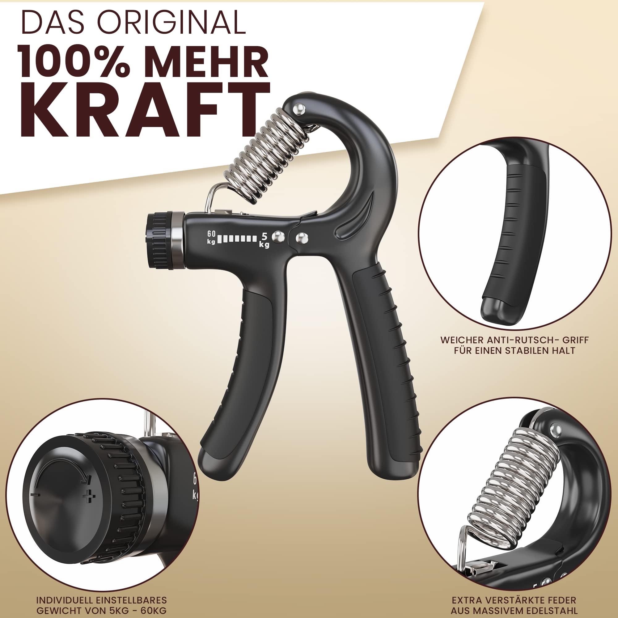 FUNFLEX Handtrainer Set - Verstellbarer Griffkraft Trainer 5-60kg