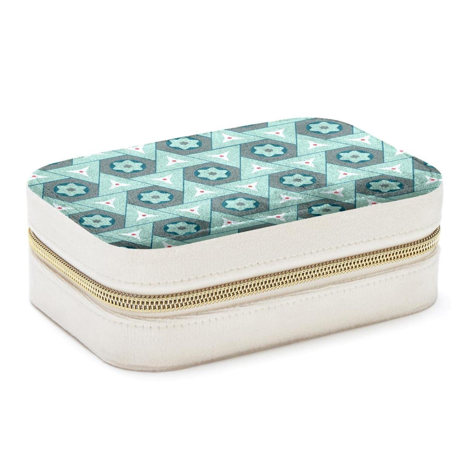 Boîte à bijoux portable à motif géométrique pour organiser vos déplacements