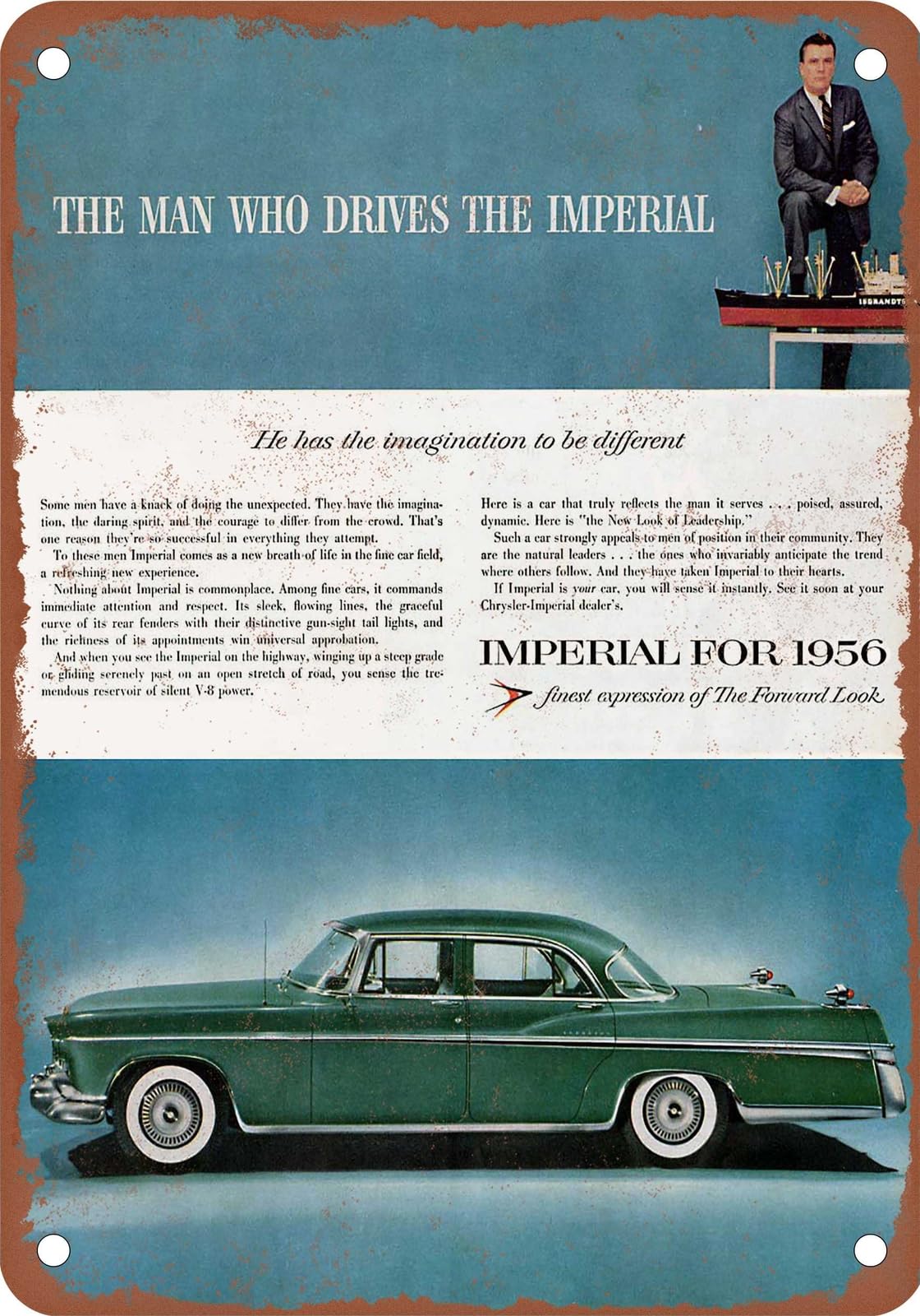METAL SIGN - 1956 Imperial Vintage Ad 02 - Old Retro Rusty Look home decor