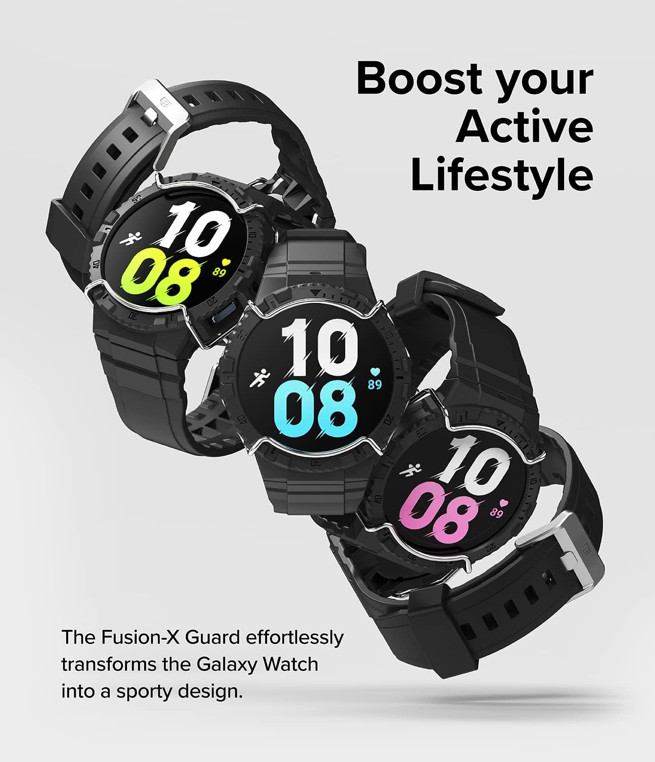 Ringke Fusion-X Guard [Band + Case] Compatible with Samsung Galaxy Watch 5/4 44mm Case with Strap, Shockproof Rugged Sturdy Bumper Cover - Black