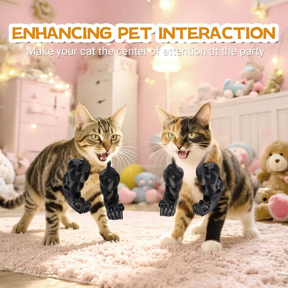 Cat Muscle Arm Halloween Cat Costume Accessory,3D Printed Cat s Neck Arm with Muscle for Pet Cosplay, Birthday Party,Halloween Costume Accessories Adjustable Lightweight Design - Black view 2