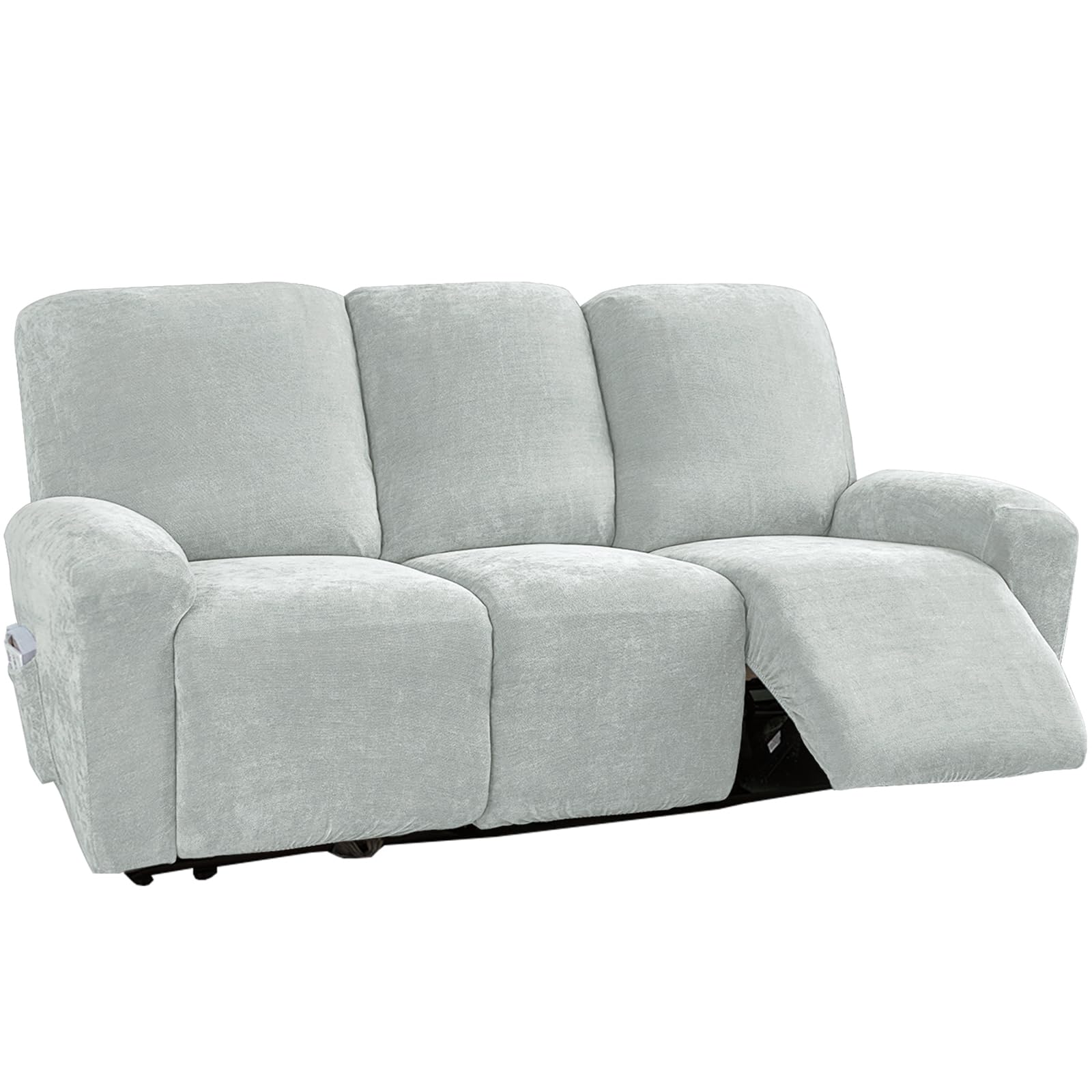 Funda para sillón reclinable elástica de 3 plazas gris claro protector de sofás relax
