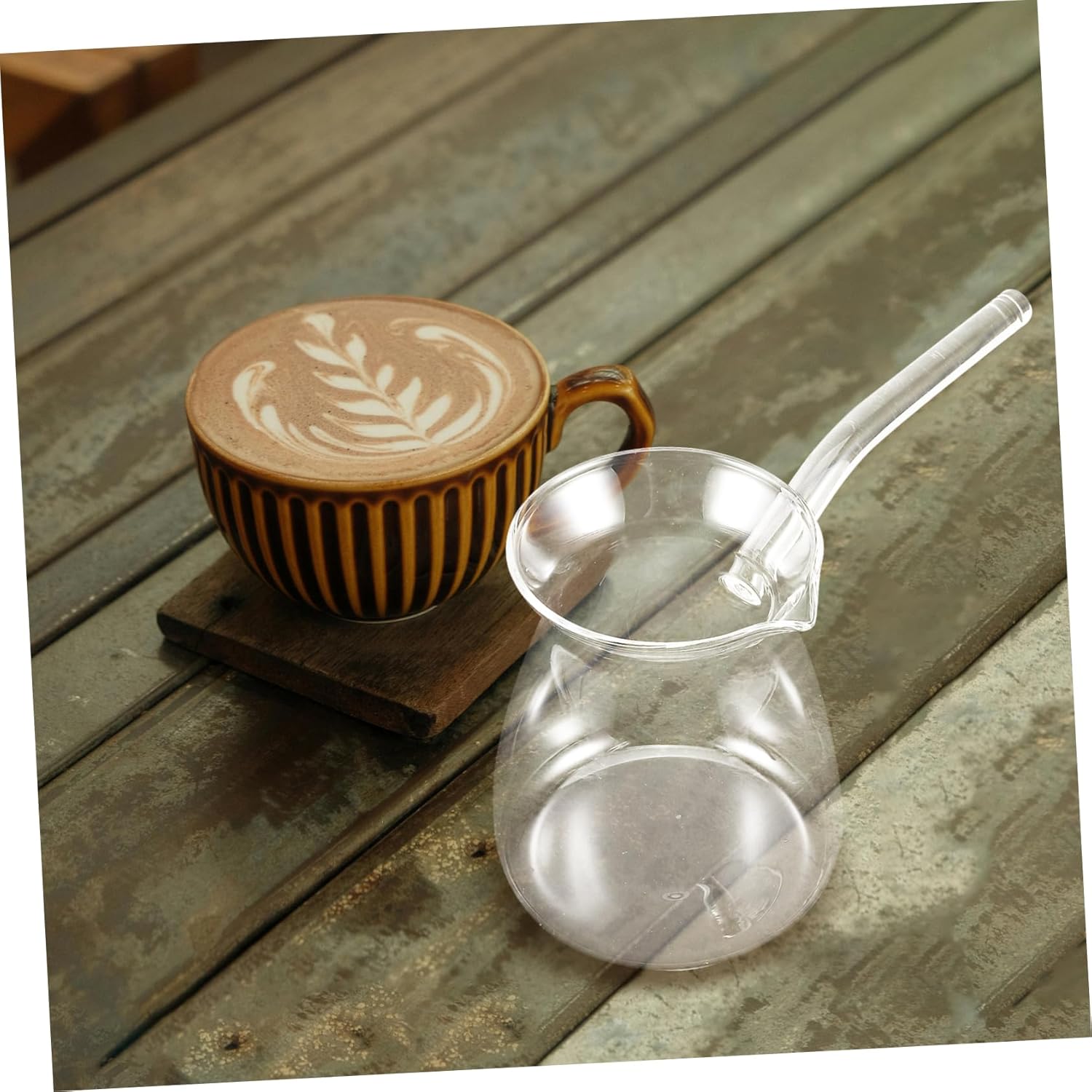 Alipis 2pcs Thickened Borosilicate Glass Kettle with Side Handle Milk Warmer for Home and Office Use and Easy to Clean