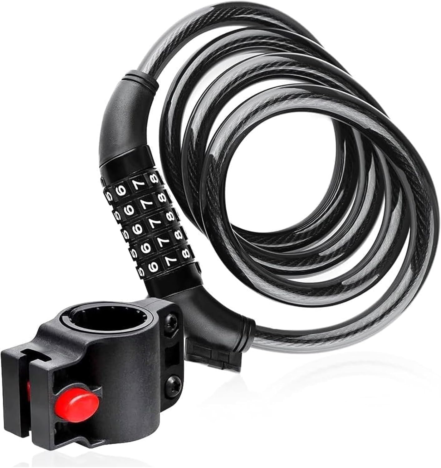 5-Digit Bike Lock Cable with Combination,High Security Resettable Combination Bicycle Lock Anti-Theft, with Mounting Bracket for Bikes and Scooters