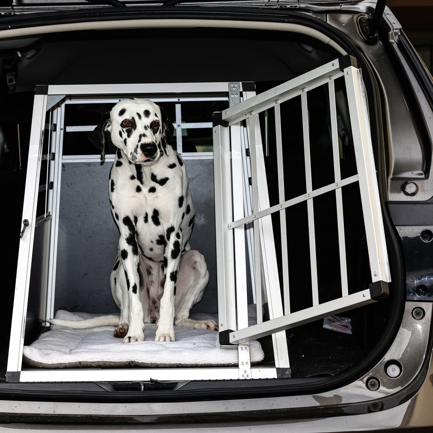 Hundebox gerade Rückwand 90° - Größenwahl, Zwei Türen, Trennwand