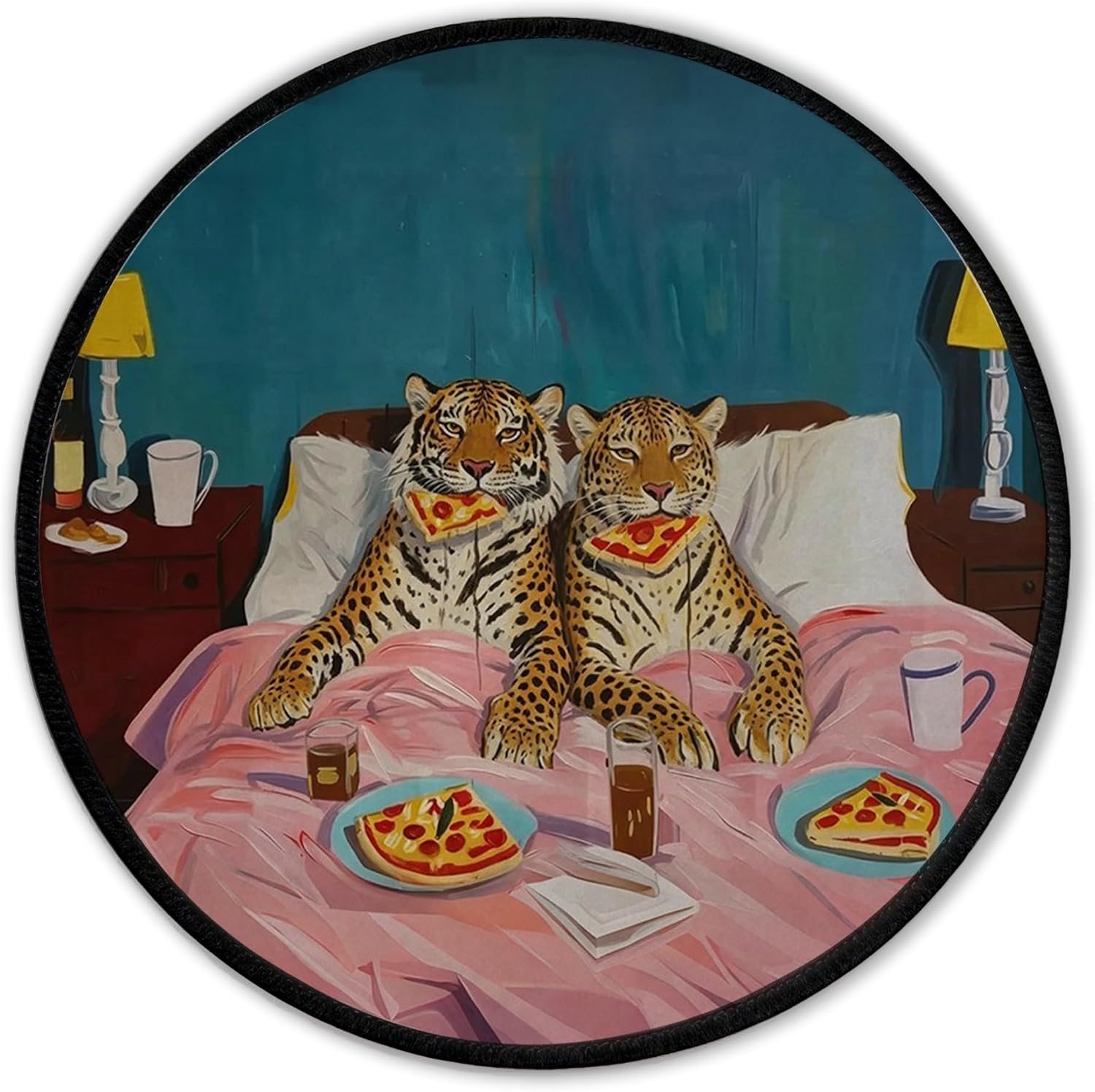 Funny Leopard Dopamine Decor Mini Round Mouse Pad 8.6x8.6in