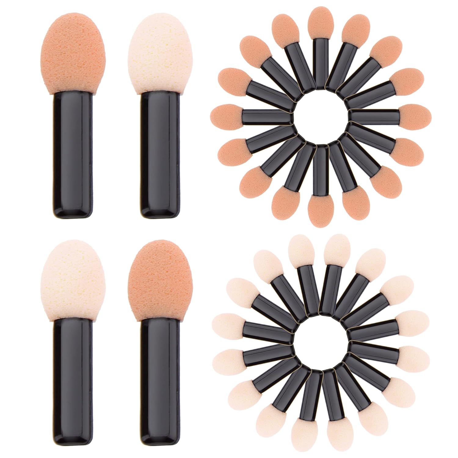 50pcs Eyeshadow Brush Disposable Applicators Make Up Beauty Single-Head Dual-Sided Sponge Latex Oval Tipped Cosmetic Tools Girls-1.3-Inch