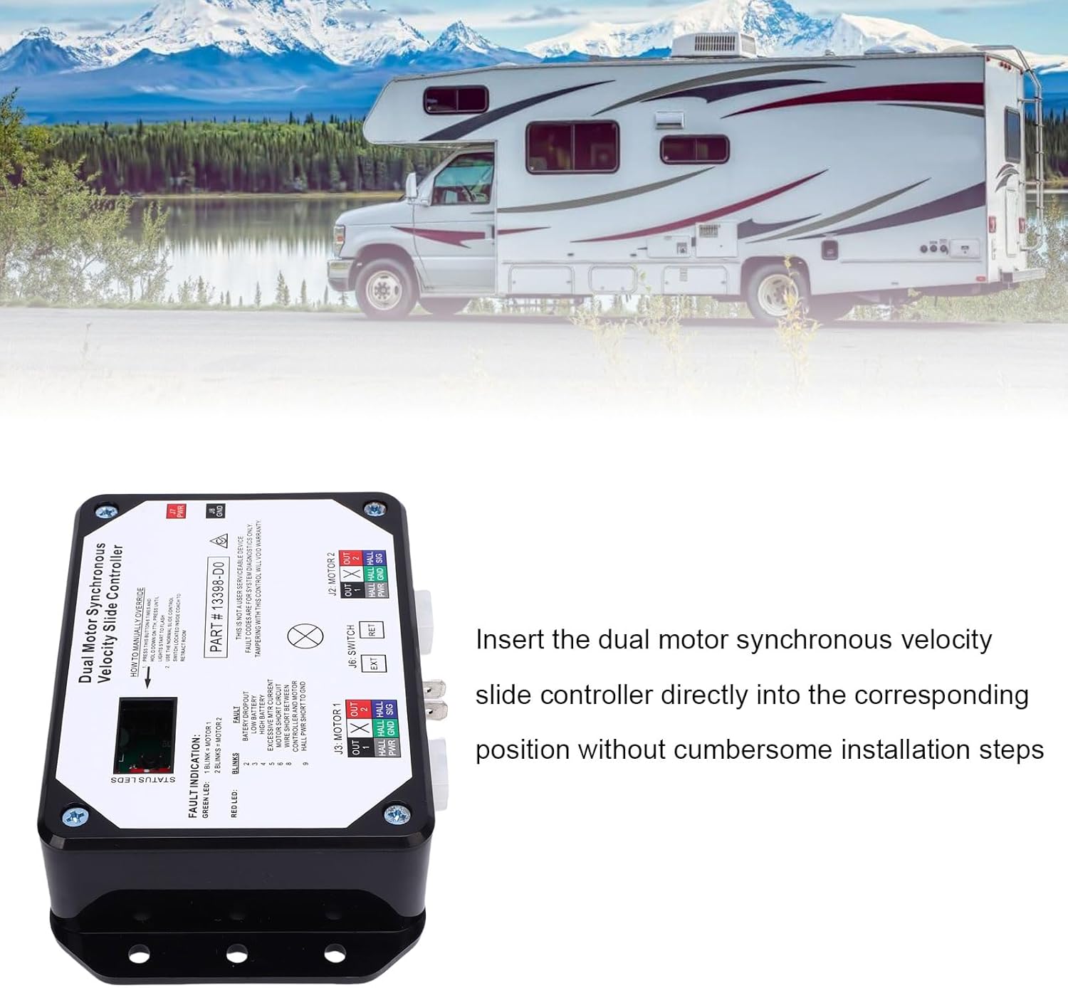 Luocute Dual Motor Synchronous Velocity Slide Controller, Replace Part 13398-D0 Controller for Lippert in Wall Slide Out On RV 13398-D0, RV Furniture Parts Hardware