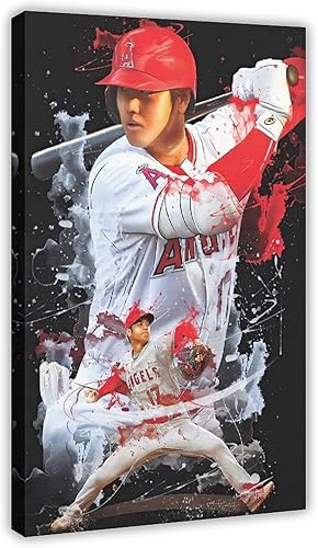Miniatura 1 de Shohei Ohtani - Póster de béisbol con retrato de béisbol, arte de pared, pintura impresa para sala de estar, dormitorio, marco 24 x 36 pulgadas
