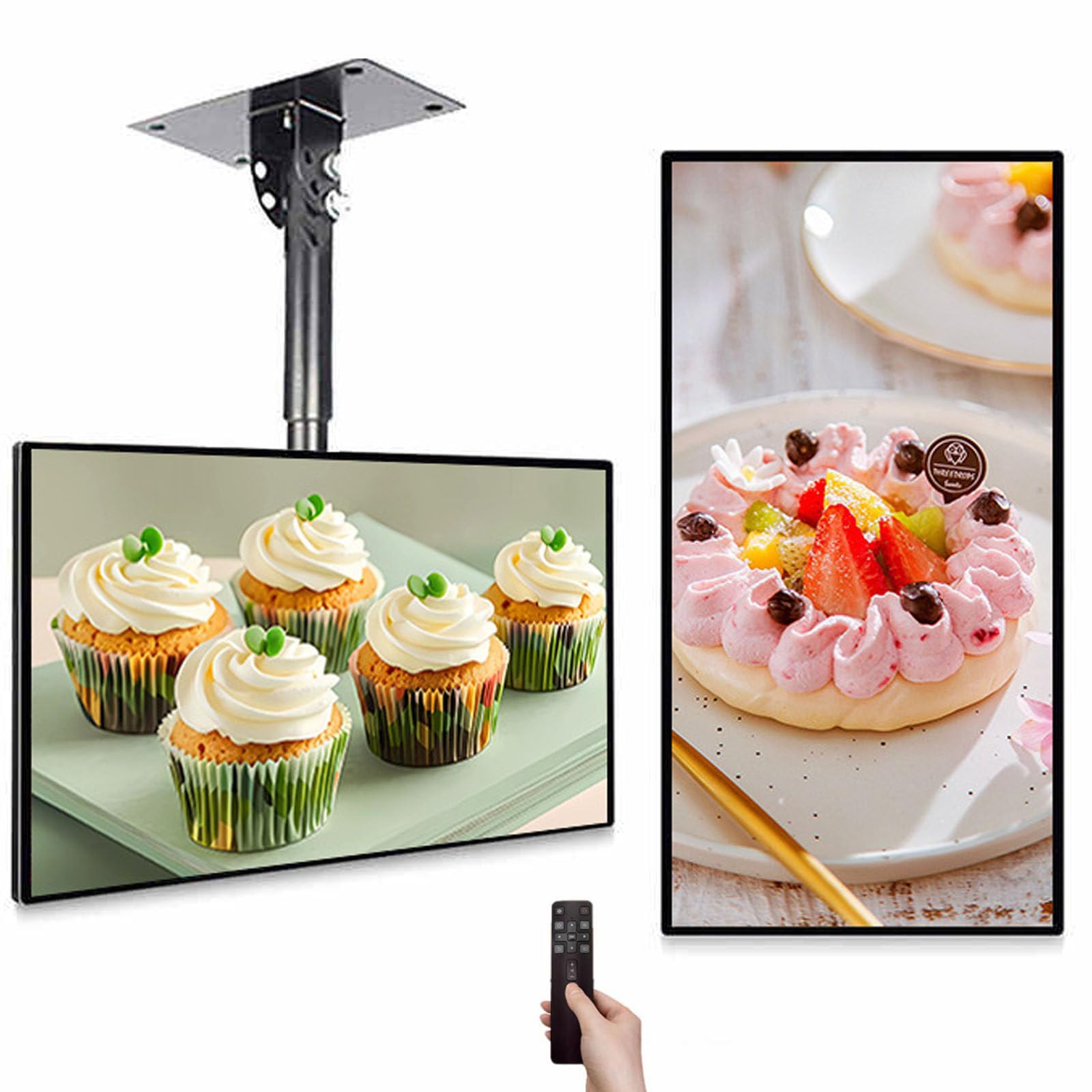 Drmoxin Commercial Advertising Screen Digital Kiosk Video Player for Restaurant, Bubble Tea Shop, Retail, Advertising Media Player, Digital Signage Display, Smart Split Screen 27in