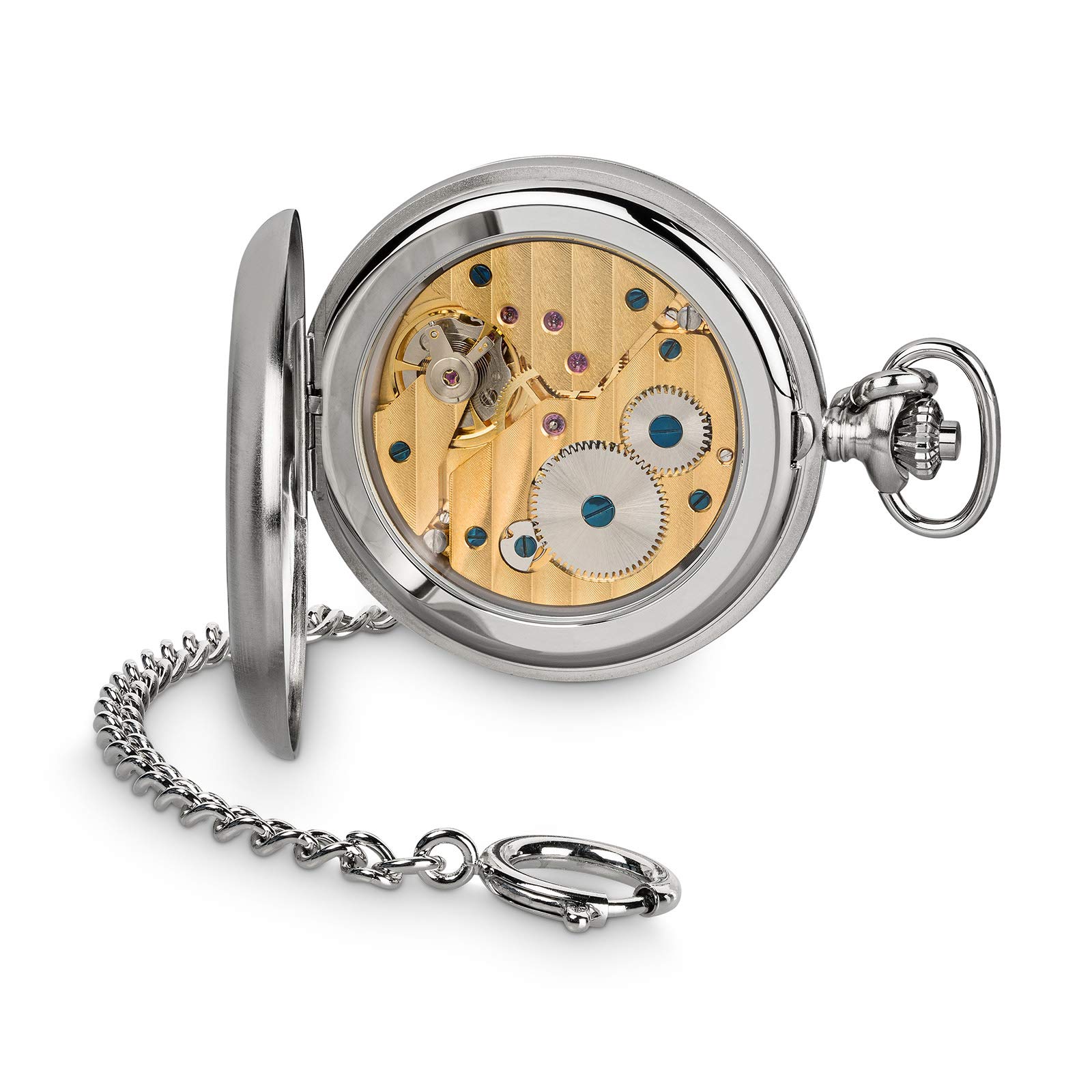 Hermann Jäckle Herren Taschenuhr Triberg Handaufzug 50 mm | Made in Germany, Handaufzugswerk, Double Hunter Gehäuse, kleine Sekunde, inklusive Kette und Reiseetui