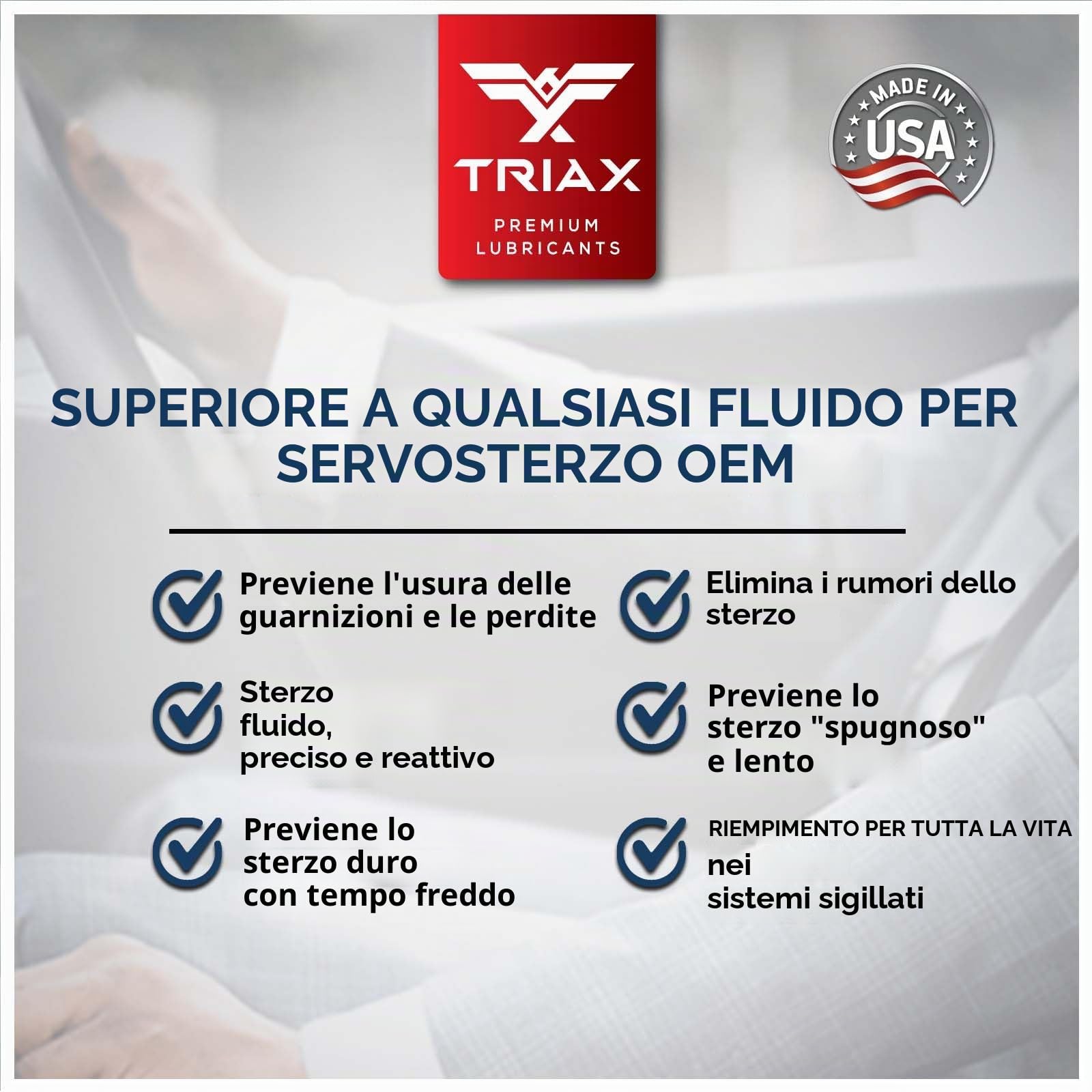 TRIAX Synthetic OEM Power Steering Fluid Universal - Fluido Completamente Sintetico con esteri, Punto di Scorrimento -46°C per Il Maggior Parte delle Auto asiatiche, Americane ed Europee (1 Quarto)