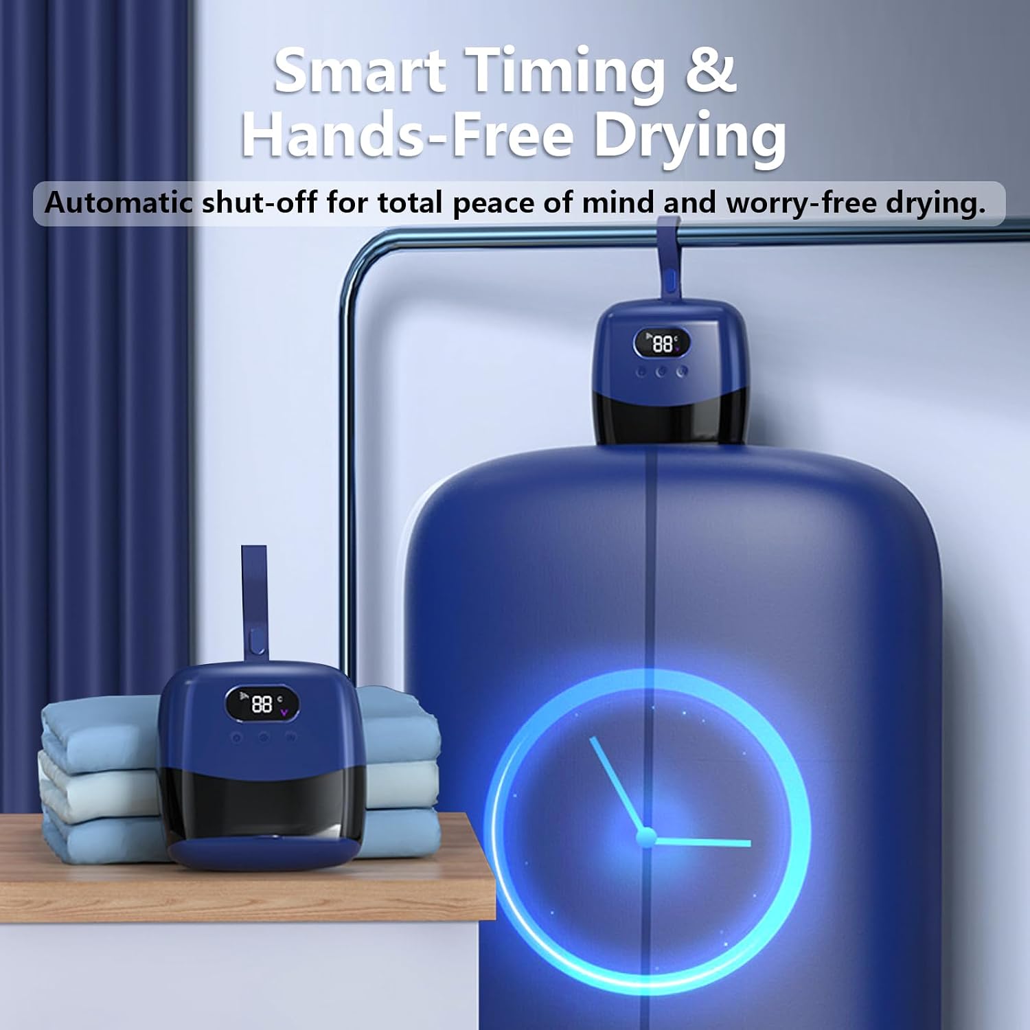 Portable Clothes Dryer - Mini/Compact Dryer for Apartment, RV, Travel - Small Quiet Fast-Drying Machine with Adjustable Timer & Wrinkle-Reducing Heat