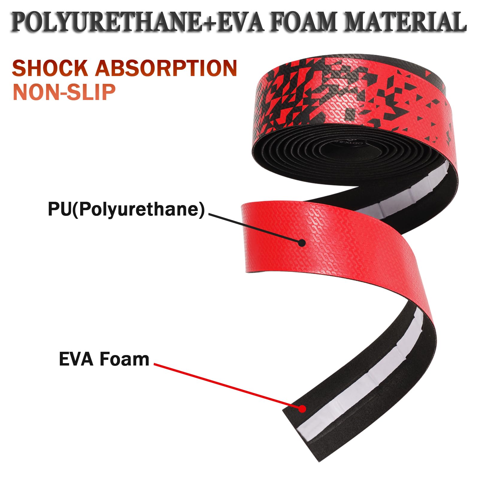 JHFXLQQ Bike Handlebar Tape: Enhance Your Bicycle Handlebar Grip with These Bar Tape for Road Bike - Bicycle Bar Tape of Comfortable Non-Slip Shock Absorption (Red)