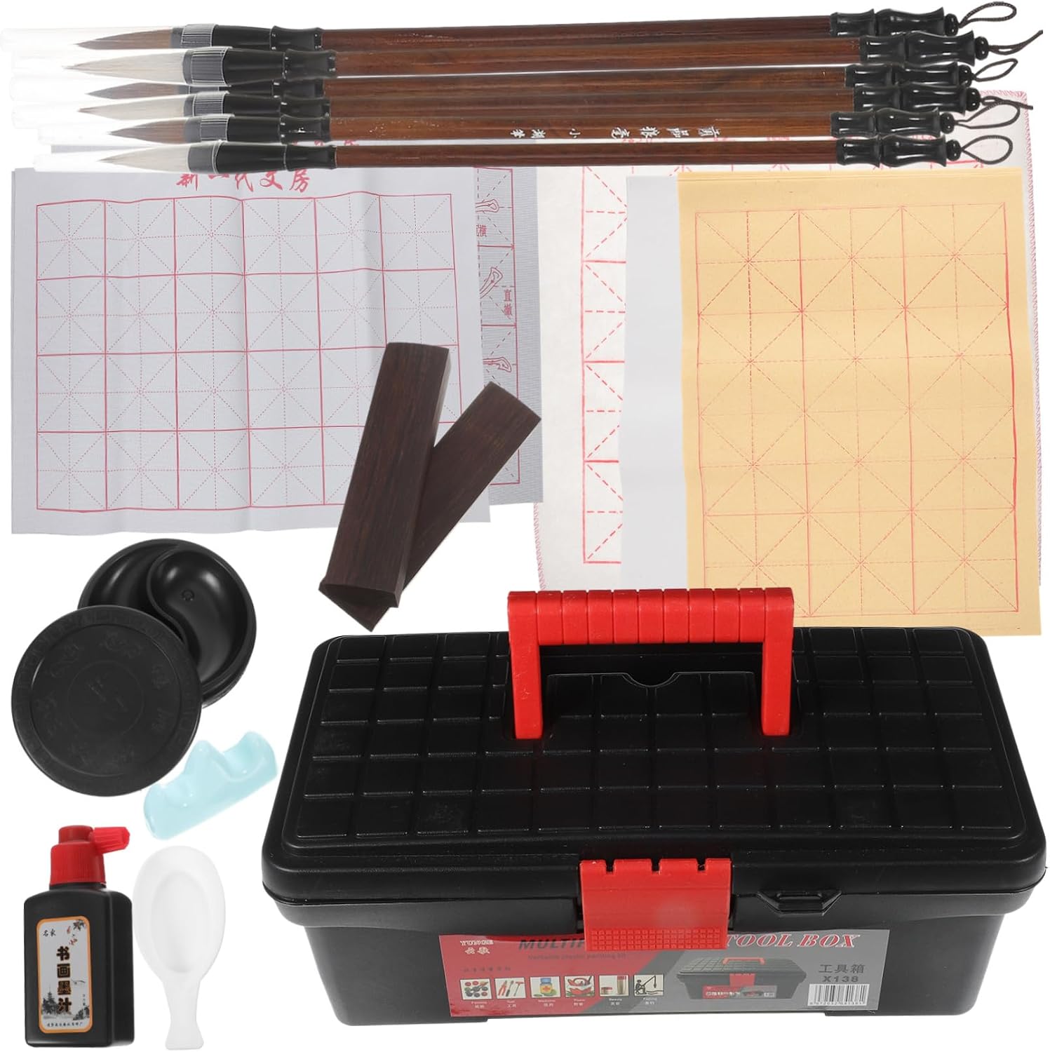 KONTONTY Calligraphy Kit for Beginners Reusable Writing Cloth Lightweight Design Suitable for Kanji Brush Calligraphy Practice Tool Set