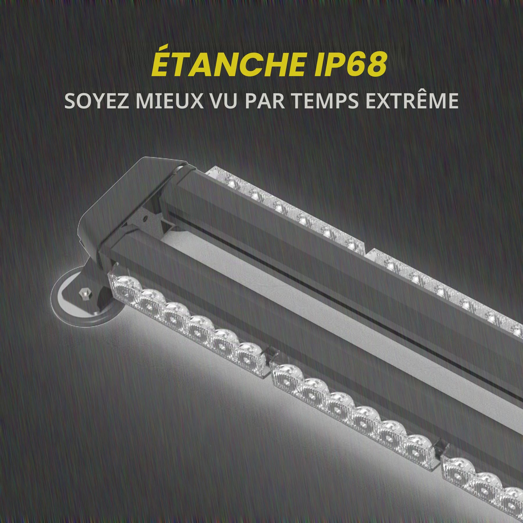 96cm 78LED Barre Lumineuse Clignotante Stroboscopique, 12V/24V Gyrophare LED Véhicule magnétique Avertissement d'Urgence Barre (Ambre)