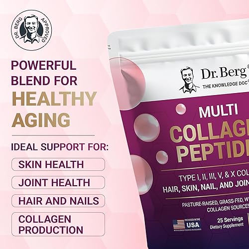 Miniatura 2 de Dr. Berg Multi Collagen Peptides Powder Types I, II, III, V, X - Polvo de colágeno sin sabor con 0.49 oz de proteína, fuentes de colágeno