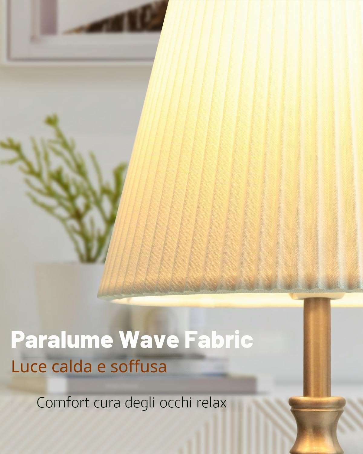 HSLighting Lampada da Comodino: 31.5cm Lampada da Tavolo Touch Dimmable Control Moderna Lampada da Tavolo a LED con Lampadine la Lettura Soggiorno Stanza dei Bambini Paralume in Tessuto per da Letto