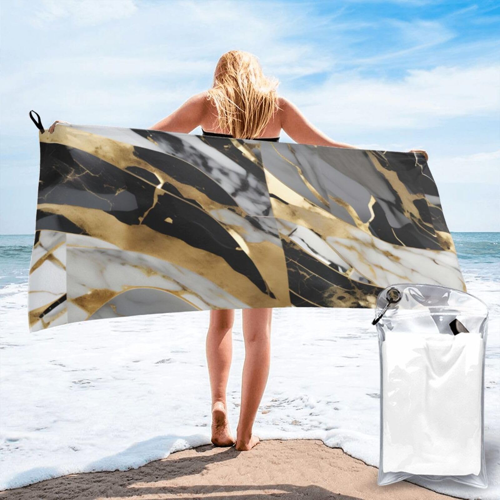 AYYQWE Luxury Marble Print Lightweight Towel For Men Women Travel Beach Camping Hiking Yoga Swimming Sports