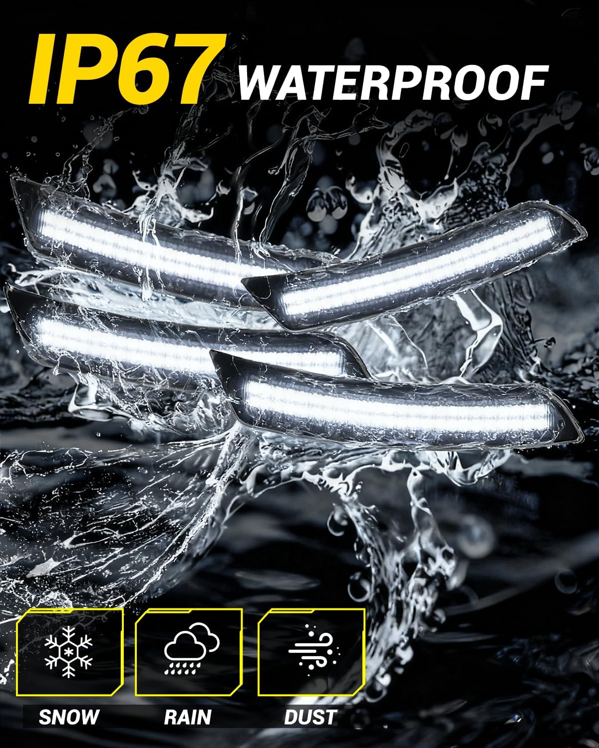 NoxiAnto White Full LED Side Marker Lights for Chevy Camaro 2016-2023, OEM Upgraded White Front & Rear Bumper Marker Lamps Smoked Lens, Pack of 4