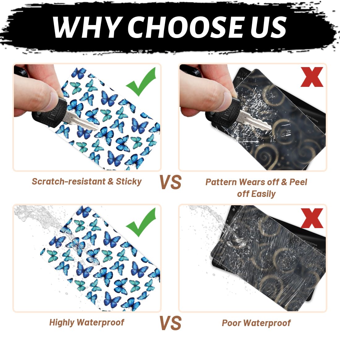 Peacoblue Bank Card Sticker Butterfly Credit Debit Card Custom Skin Cover Protector - Image 4