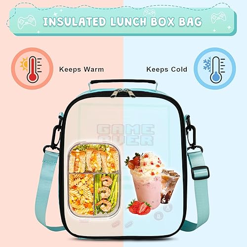 Miniatura 4 de Lonchera con diseño de videojuegos para niños, con aislamiento térmico y luminosa, reutilizable, portátil, para niños y niñas, hielera para niños,